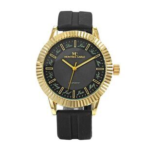 48mm Montres Carlo Men's Silicone Band Luxury Sports Analog Fashion Dress Watch